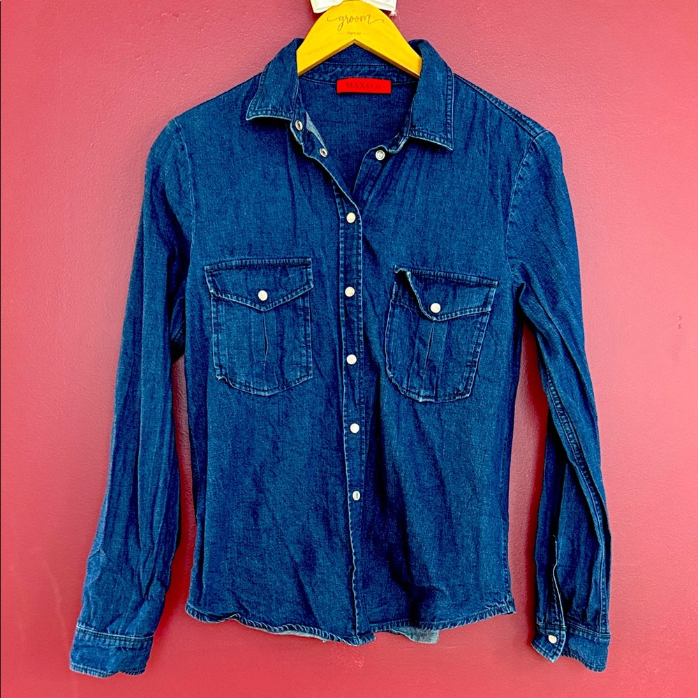 Max & Co Blue Denim Button-Up Shirt